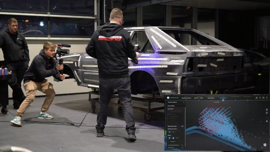3D skenrianje Audi Quattro s Shining3D FreeScan UE Pro za potrebe vzvratnega inženiringa.